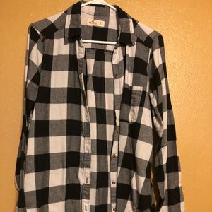 Black and white buffalo plaid flannel shirt